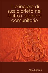 Principio Di Sussidiariet Nel Diritto Italiano E Comunitario