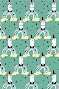 Journal Notebook Little Unicorns On Rainbows Pattern 4