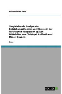 Vergleichende Analyse der Entstehungstheorien von Häresie in der christlichen Religion im späten Mittelalter von Christoph Auffarth und Daniel Boyarin