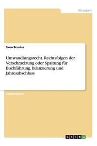 Umwandlungsrecht. Rechtsfolgen der Verschmelzung oder Spaltung für Buchführung, Bilanzierung und Jahresabschluss