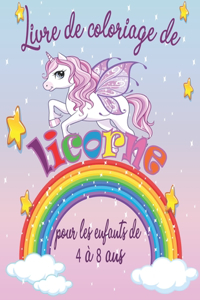 Livre de coloriage de licorne pour les enfants de 4 à 8 ans