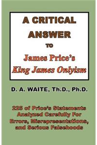A Critical Answer to James Price's King James Onlyism