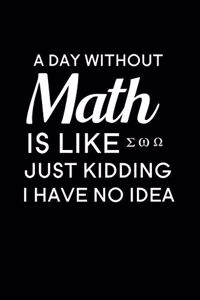 A Day Without Math Is Like Just Kidding I Have No Idea