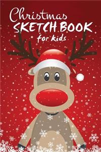 Christmas Sketch Book for Kids: 100+ Page Unlined Sketch Book for Boys and Girls for Drawing with Cream Paper 6 X 9 Inches - Reindeer Edition