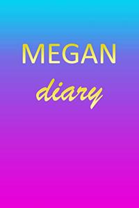 Megan: Journal Diary - Personalized First Name Personal Writing - Letter M Blue Purple Pink Gold Effect Cover - Daily Diaries for Journalists & Writers - J