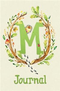 Cute Woodland Critter Journal with Initial: Cute Woodland Hedgehog Journal Initial 'm'