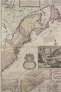 Antique 1715 Map of the Dominion of Great Britain in North America Journal