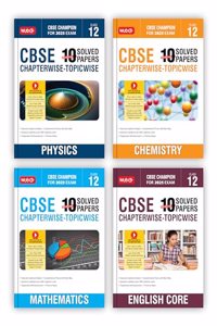 MTG CBSE 10 Years (2024-2015) Chapterwise Topicwise Solved Papers With Question Bank Class 12 Physics, Chemistry, Mathematics, English (Set of 4 Books) - CBSE Champion For 2025 Exam | Video Solution of PYQs