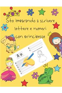 Sto imparando a scrivere lettere e numeri con principesse