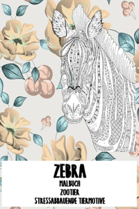 Malbuch - Stressabbauende Tiermotive - Zootier - Zebra
