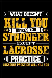 What doesn't kill you makes you stronger except Lacrosse practice Lacrosse practice will kill you