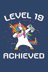 Level 19 achieved Notebook, funny dabbing unicorn Gamer birthday gift blank lined journal