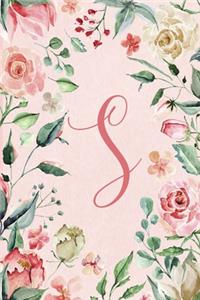 2020 Weekly Planner - Letter S - Pink Green Floral Design