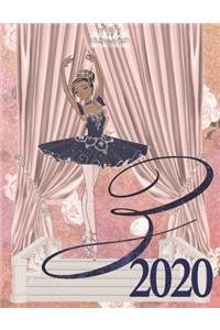 2020 Weekly Planner - Ballerina Princess Monogram Initial Letter 