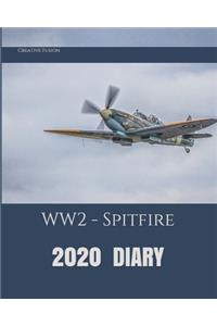 2020 Diary: Planner & Monthly Calendar - Desk Diary, Journal, Air Force, Military aircraft, WW2 aircraft, Spitfire, Historic aircraft - 8x10"