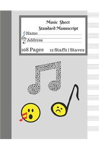 Music Sheet Standard Manuscript -108 Pages 12 Staffs - Staves