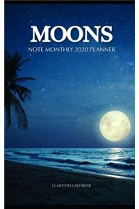 Moons Note Monthly 2020 Planner 12 Month Calendar