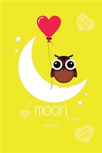 To The Moon and Back Notebook, Blank Write-in Journal, Dotted Lines, Wide Ruled, Medium (A5) 6 x 9 In (Yellow)