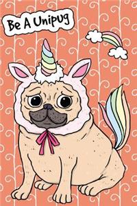 Journal Notebook For Dog Lovers Unicorn Pug - Orange