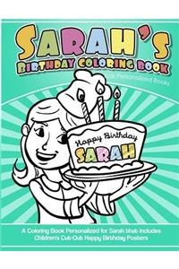 Sarah's Birthday Coloring Book Kids Personalized Books