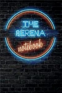 The SERENA Notebook: Vintage Blank Ruled Personalized & Custom Neon Sign Name Dotted Notebook Journal for Girls & Women. Wall Background. Funny Desk Accessories. Retro B