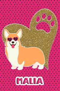 Corgi Life Malia: College Ruled Composition Book Diary Lined Journal Pink