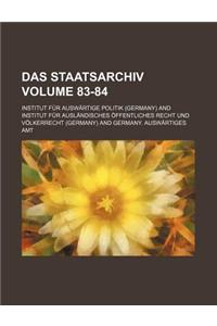 Das Staatsarchiv Volume 83-84