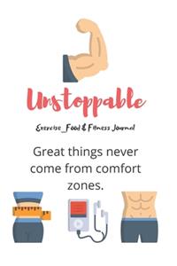 Unstoppable Exercise_Food & Fitness Journal - Made In USA - Food Journal - Gift for Women - Fitness Planner
