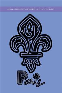 Paris - Fleur-de-lis Blank College Ruled Journal 6x9