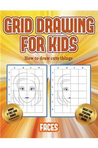 How to draw cute things (Grid drawing for kids - Faces)