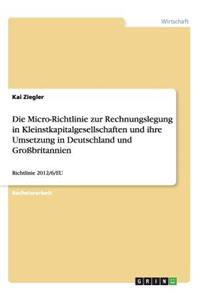 Die Micro-Richtlinie zur Rechnungslegung in Kleinstkapitalgesellschaften und ihre Umsetzung in Deutschland und Großbritannien