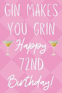Gin Makes You Grin Happy 72nd Birthday