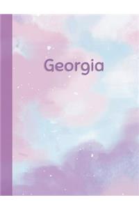 Georgia: Personalized Composition Notebook - College Ruled (Lined) Exercise Book for School Notes, Assignments, Homework, Essay Writing. Pink Blue Purple Cov