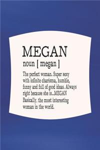 Megan Noun [ Megan ] the Perfect Woman Super Sexy with Infinite Charisma, Funny and Full of Good Ideas. Always Right Because She Is... Megan