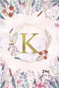 K - Monogrammed Floral Journal