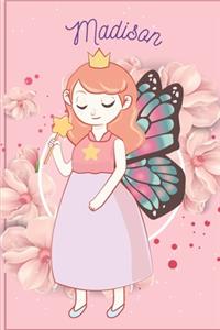 Madison: Fairy Princess - Personalized Blank Lined Journal Notebook Gift For Girls, Women