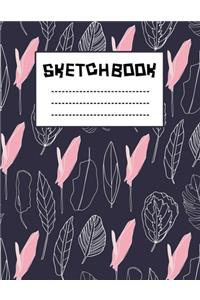 Navy Blue & Pink Tropical Pattern Sketchbook