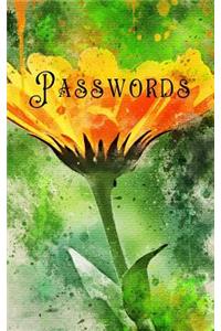 Passwords: Password Book - Premium Password Logbook - Online Organizer - Protect Sensitive Information - Orange Daisy