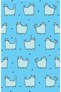 Journal Notebook For Cat Lovers - Funny Cat Pattern In Blue