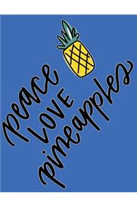 2017, 2018, 2019 Weekly Planner Calendar - 70 Week - Pineapple: Peace, LOVE, Pineapples - Blue BG