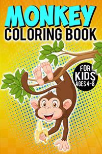 Monkey Coloring Book For Kids Ages 4-8