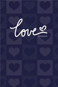 Love Notebook, Blank Write-in Journal, Dotted Lines, Wide Ruled, Medium (A5) 6 x 9 In (Blue)