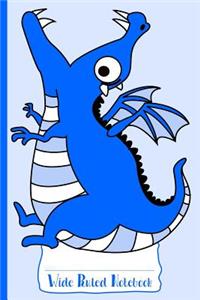 Blue Hungry Dragon Wide Ruled Notebook