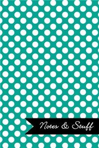 Notes & Stuff Lined Notebook With Persian Green Polka Dot Pattern Cover