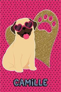 Pug Life Camille: College Ruled Composition Book Diary Lined Journal Green