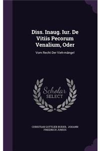 Diss. Inaug. Iur. de Vitiis Pecorum Venalium, Oder