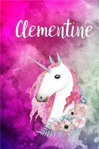 Clementine: Funny Gift Personalized Unicorn Gift Birthday Girl First Name Notebook Journal