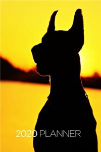 Doberman Pinscher Planner: 2020 diary: Increase productivity, improve time management, reach your goals: Beautiful Doberman sunset silhouette cover