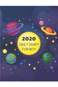 2020 Daily Diary for Boys: One Day Per Page - Daily Planner and Gratitude for Kids - 365 days Happy Plan - Keep Track for a Fun Daily Activity Writing and Drawing - Galaxy Spa