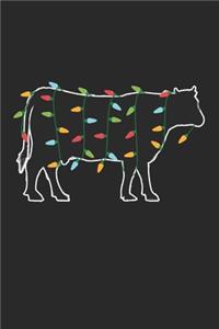 Cow with Christmas Lights - Christmas Notebook - Cow Diary - Animal Journal - Christmas Gift for Animal Lover